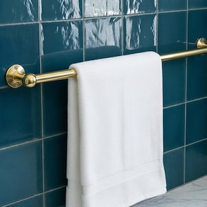 Porte-serviettes en laiton non laqué, porte-serviettes mural massif