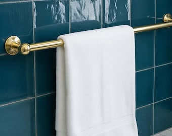 Unlacquered Brass Towel Bar, Solid Wall Mounted Towel Rail