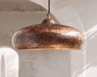 Handmade Hammered Copper Pendant Light – Rustic Dome Ceiling Fixture