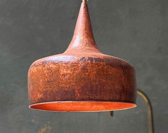Rustic Copper Dome Pendant Light – Handcrafted Hammered Ceiling Fixture for Farmhouse Kitchen Lighting