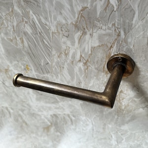 Porta carta igienica in ottone patinato, porta rotolo di carta igienica in ottone massiccio per bagno, accessori per il bagno, porta asciugamani a parete