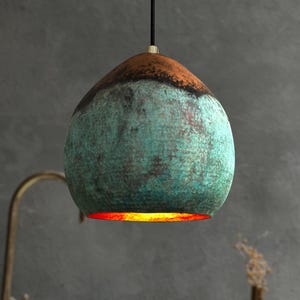 Handmade Copper Pendant Light, Vintage Copper Pendant Light, Oxidized Dome Ceiling Light, Copper Kitchen Island Lighting