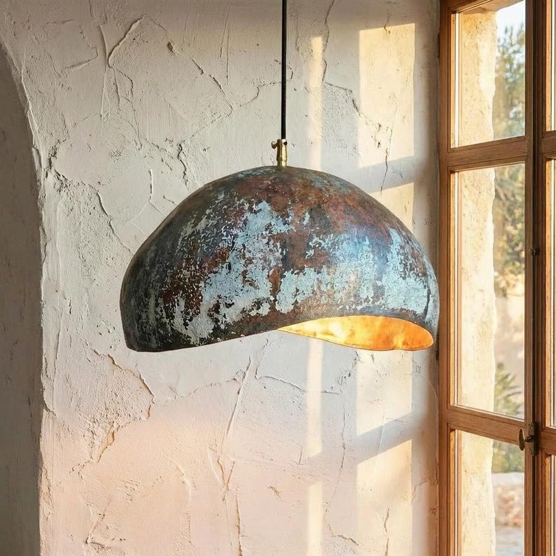 Rustic Copper Lights Oxidized Copper Pendant Light, Rustic Farmhouse Kitchen Island Ceiling ...