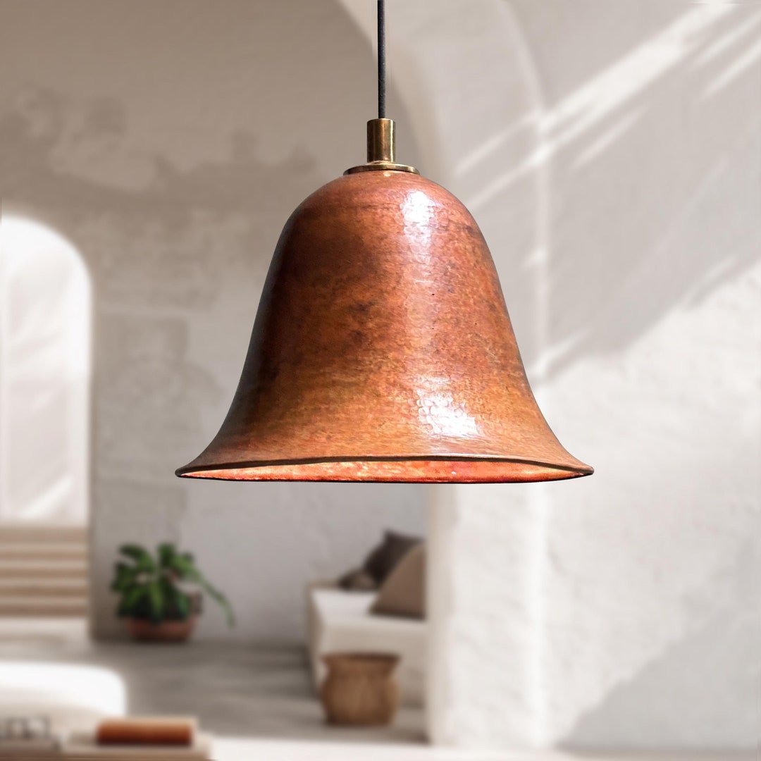 Bell Shaped Copper Pendant Light, Vintage Copper Pendant Light, Bell ...