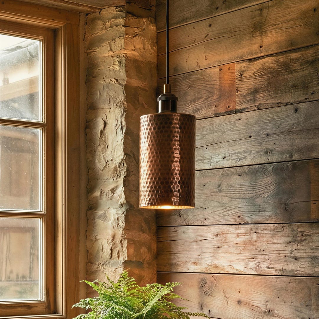 Rustic Copper Lights Hammered Copper Pendant Light, Rustic Farmhouse Kitchen Island Lighting ...
