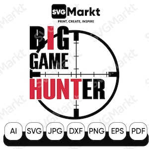 Chasseur de gros gibier SVG | Fichier de coupe en couches pour Cricut et Silhouette | Design complexe pour travaux manuels personnalisés | Téléchargement instantané