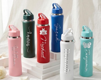 Botellas de agua deportivas isotérmicas personalizadas grabadas, vaso térmico de acero inoxidable personalizado, regalos para damas de honor, regalo para mamá, regalo de pedida de mano para ella.