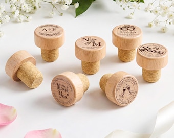 Tapón de vino de madera personalizado, sellador de botellas de vino grabado a medida, regalo de boda, inauguración de casa y cumpleaños para amantes del vino.