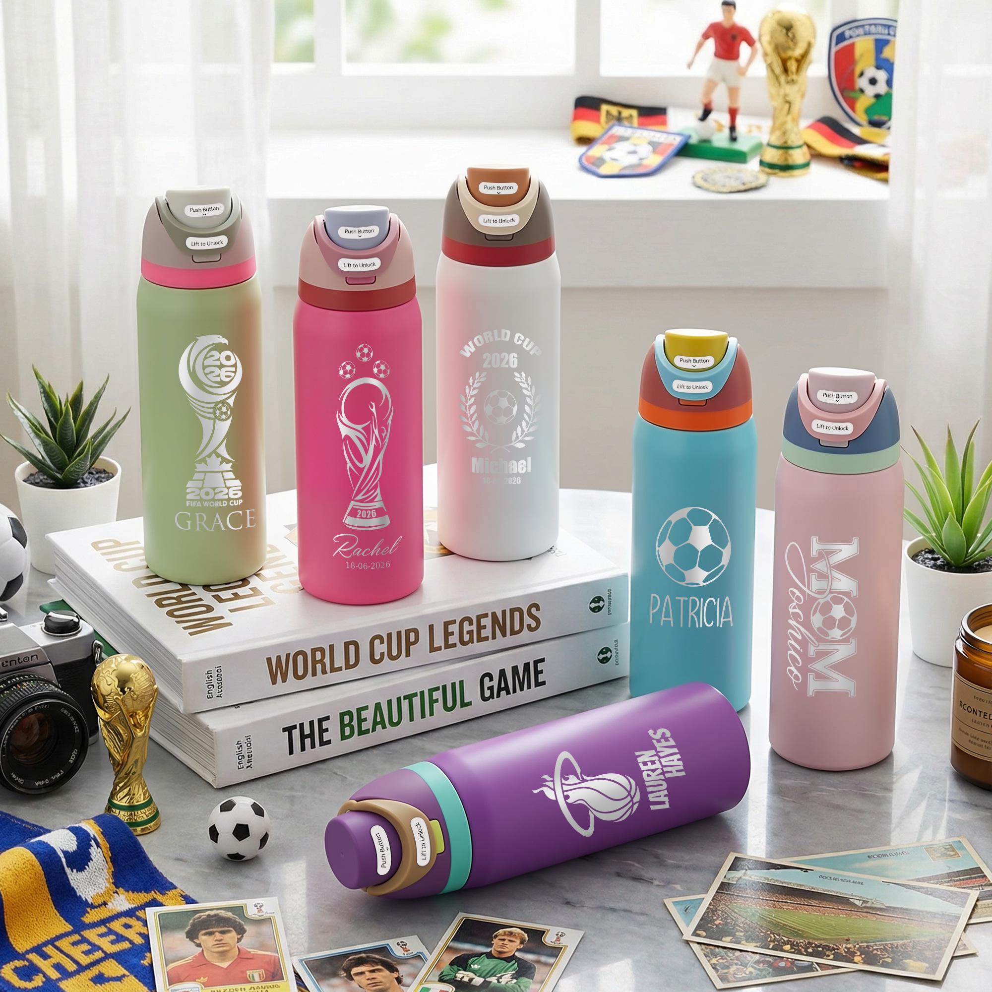 Soccer Fan Water Bottle, World Cup Gift, Personalized Name Bottle ...