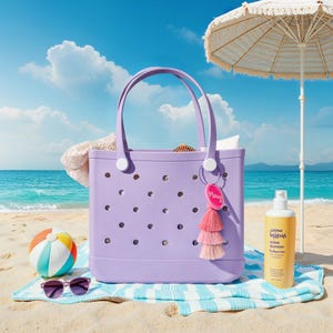 Schlichte Moderne Große Strandtasche | Wasserdichte Getaway Gummitasche für Reisen, Pool, Boot, Lebensmittel, Sport, benutzerdefinierte Tragetaschen, Geschenke für Sie