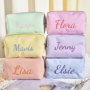 Personalized Makeup Bag, Embroidery Makeup Bag, Letter Makeup Bag, Custom Travel Makeup Bag, Gifts for Bridesmaids