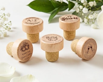 Tapones de corcho personalizados para botellas de vino, recuerdos de boda grabados para invitados, recuerdos para despedidas de soltera, recuerdos para fiestas de aniversario y cumpleaños.