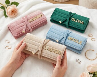 Organizador de joyas de terciopelo personalizado, regalo para el Día de la Madre, regalo para mamá, regalo para propuesta de dama de honor, regalo para despedida de soltera