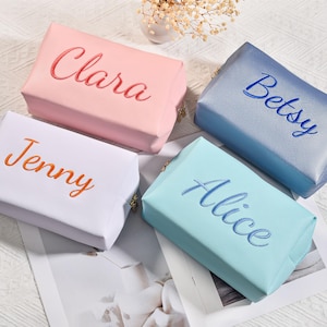 Personalized Bag for Bridesmaid Squad, Embroidered Makeup Bag, Bridesmaid Gifts, Bridal Party Gifts, Makeup Organizer, Bridal Shower Gift