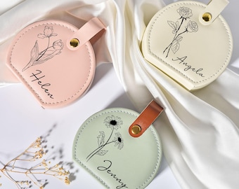 Joyero personalizado con flor de nacimiento, estuche de viaje personalizado con nombre, regalo para el Día de la Madre, organizador de joyas para mamá