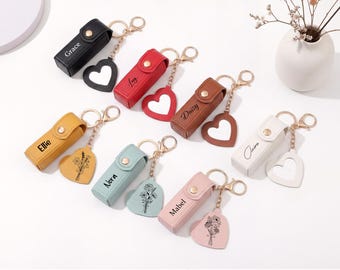 Estuche de lápiz labial personalizado con flor de nacimiento, organizador de lápiz labial con nombre grabado, regalos para damas de honor, regalos para despedidas de soltera, regalo de San Valentín