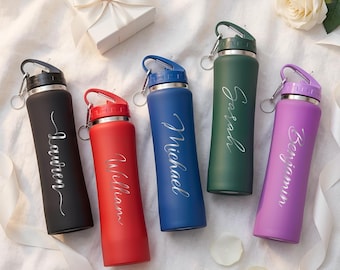 Botellas de agua con pajita personalizadas con nombre, vaso de acero inoxidable para damas de honor, regalos para damas de honor, regalo para mamá, recuerdo de su despedida de soltera.