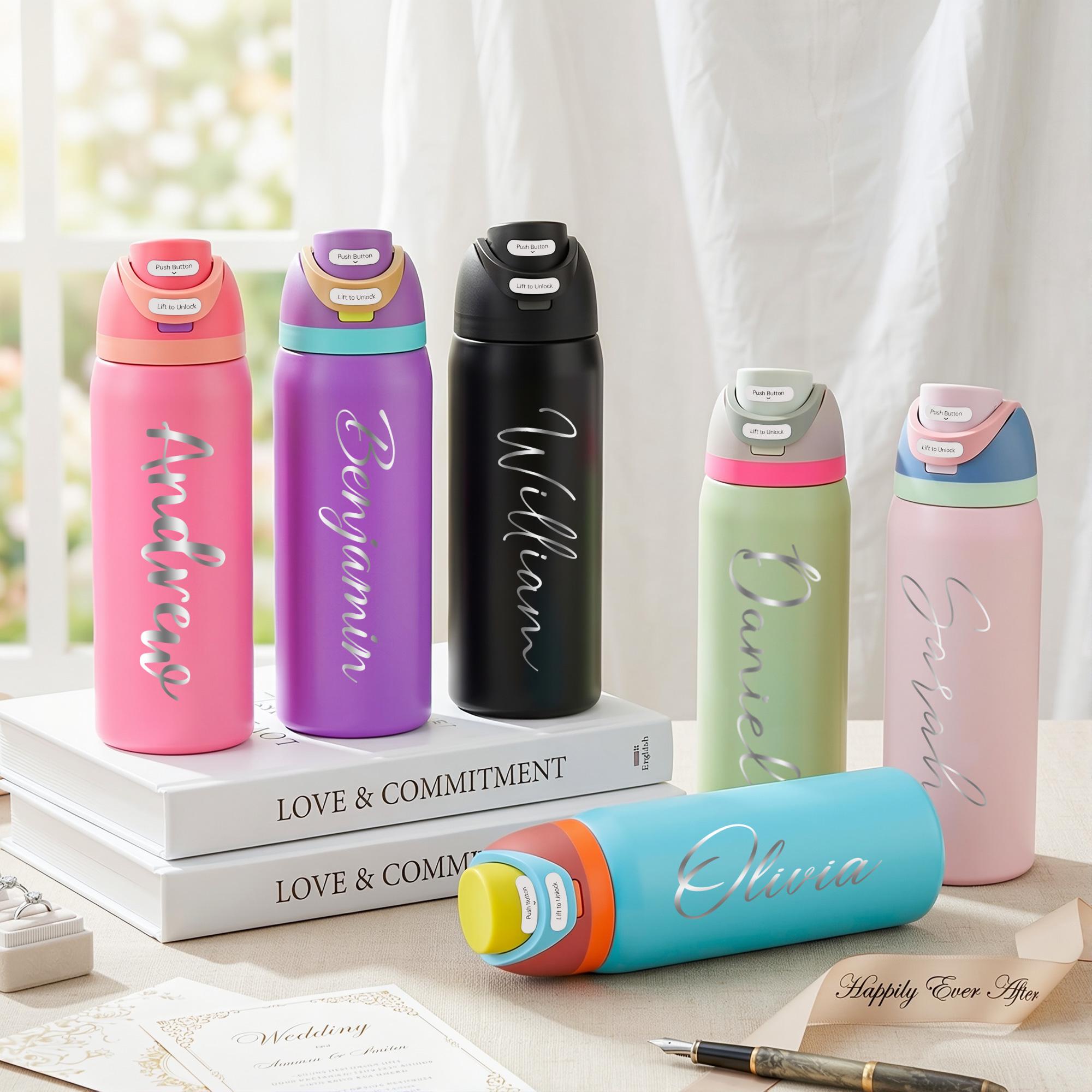 Custom Engraved 24oz Water Bottle With Name, Personalized Tumbler for ...