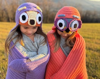 Grannies Kapuzen-Decke - HÄKELANLEITUNG (nur englische und US-Begriffe) 1-3 Jahre, 4-6 Jahre, 7-12 Jahre Janet und Rita