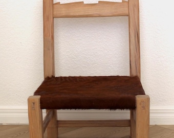 Set of Two Handmade Wood and Leather Accent Chair made in Argentina