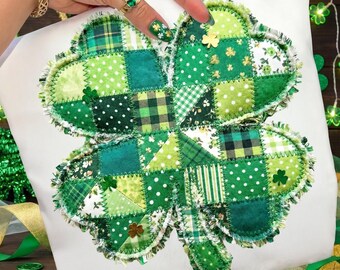 Shamrock Patchwork PNG, St Patrick's Day Clover Design (Digital Download)