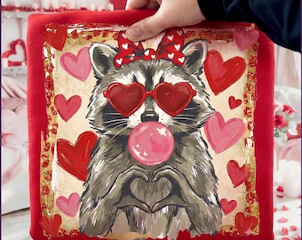 Valentine Raccoon PNG, Heart Sunglasses Love Design, Animal Valentine Art, Shirt Print (Digital Download)