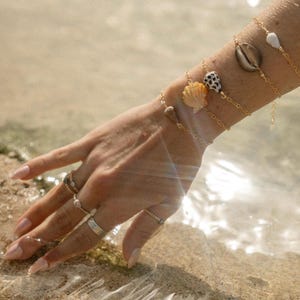 Shell Bracelet: 14k Gold Filled or Sterling Silver, Adjustable up to 8”