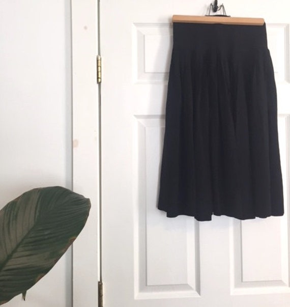 1940s Pleated Black Crepe Skirt