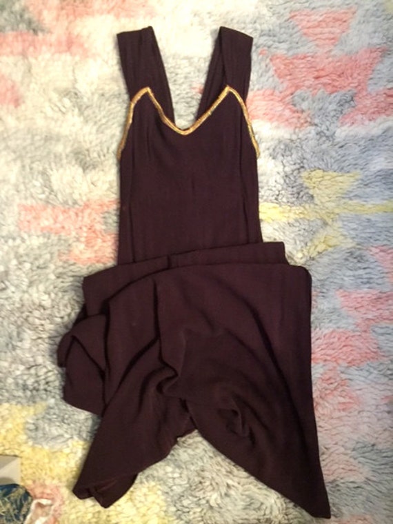 1940s Crepe Gown with Metallic Grosgrain Ribbon Trim … - Gem