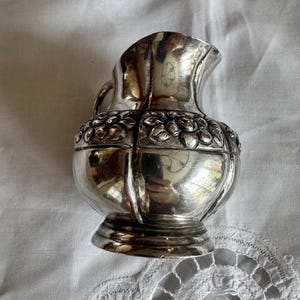 Sanborns Mexican Sterling Silver Creamer | Repousse Floral | Eagle 22 | Aztec Rose Pattern | Vintage Mexico Silver | 2.875" Pitcher