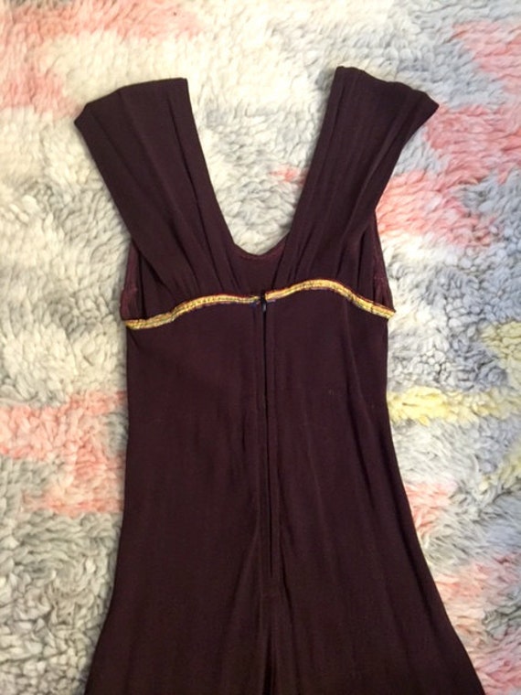 1940s Crepe Gown with Metallic Grosgrain Ribbon Trim … - Gem