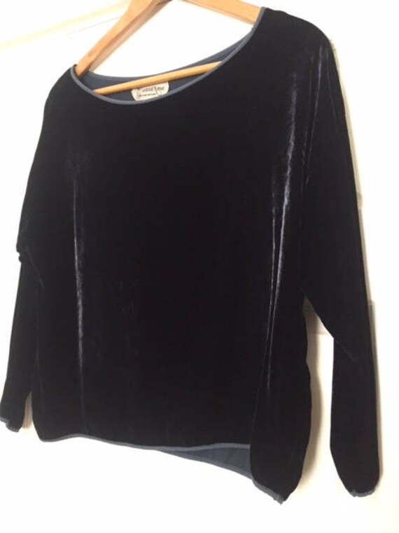 Blue Silk Velvet Top