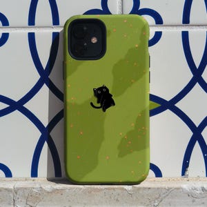 Funda minimalista con diseño de gato, divertida y adorable, resistente y con un toque felino, inspirada en la naturaleza.