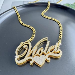 Personalized Double Name Necklace,Bling Name Necklace,Women Necklace,Dainty Minimalist Name Necklace,Name Jewelry,Gold Necklace,Gift For Her
