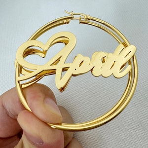 Custom Big Hoop Earring,Name Earrings Gold,Minimalist Name Earrings,Personalized Earrings,Name Jewelry,Women Name Earrings,Mom Jewelry Gifts