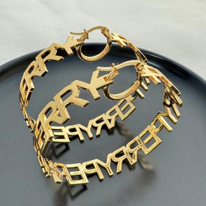 Custom Name Letter Earrings,Gold Hoop Earrings,Personalized Earrings,Custom Name Hoops,Women Name Jewelry,Mom Gifts,Unique Gifts For Her
