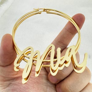 Custom Name Hoop Earrings,Big Hoop Earring,Minimalist Earrings,Gold Nameplated,Women Name Earring,Personalized Earring,Jewelry Gifts For Her