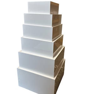 Acrylic Food Riser Set: White Gloss Display Stands (set of 5) Food ...