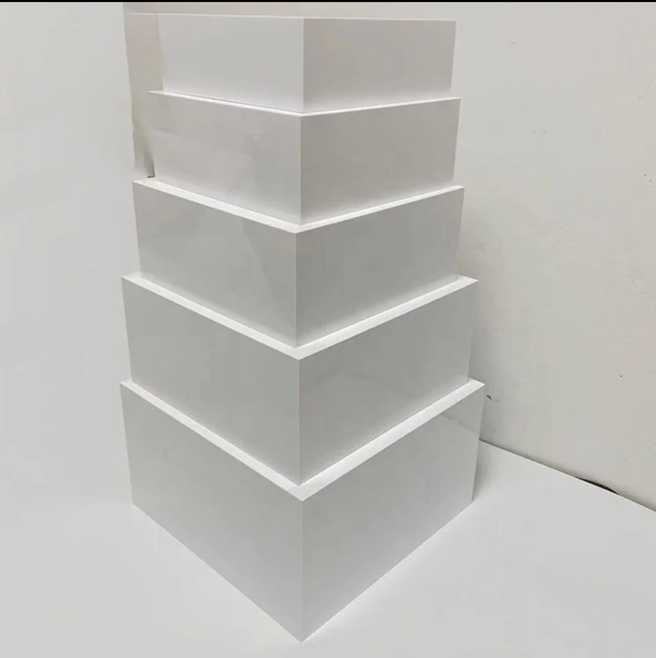 Acrylic Food Riser Set: White Gloss Display Stands (set of 5) Food ...