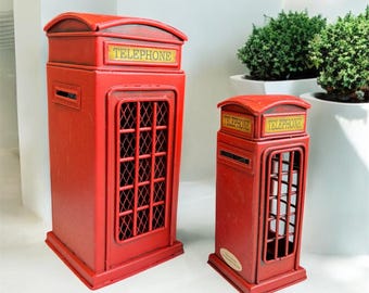Handmade Antique London Telephone Box Money Box: UK Souvenir
