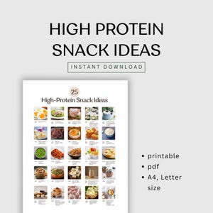 High Protein Snack List | Printable PDF for Muscle Building, Weight Loss and Keto Diet | Vegan and Low Carb Options Included