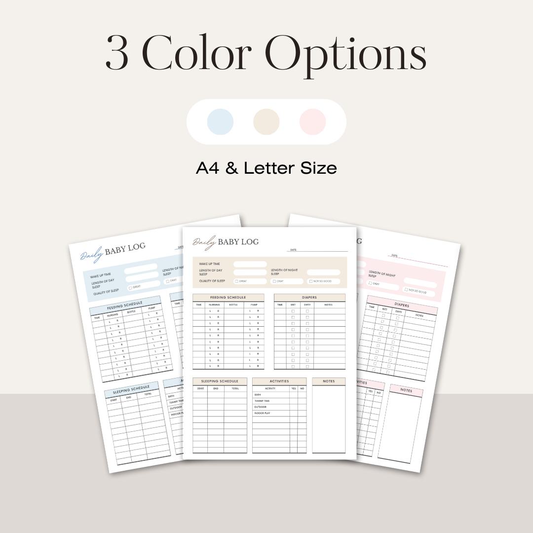 Minimalist Daily Baby Log Printable Minimalist Newborn Tracker Infant ...