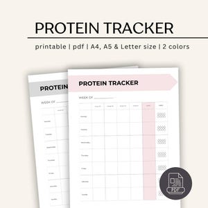 High Protein Tracker Printable | Daily Protein Log | Macro Meal Planner | Protein Food List for Weight Loss & Muscle Building