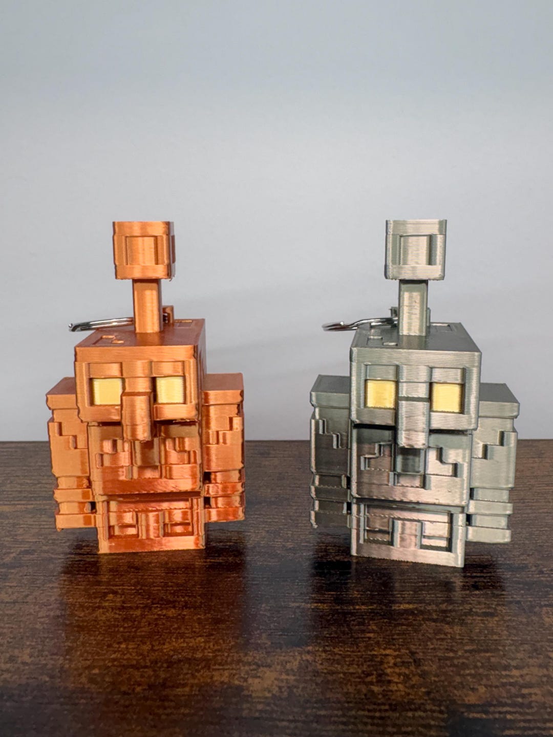 3D Printed Blocky Golem Keychain - Copper/bronze Finish - Etsy