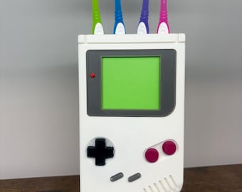 Retro Gaming Console Toothbrush Holder - Game Boy Style Bathroom Organizer