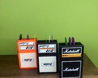 Mini Guitar Half-Stack Amp Pick Holder | 12 Pick Storage, Music Gift | Hidden Magnetic Conpartment