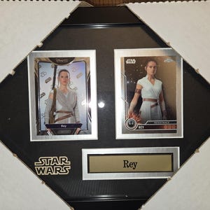 Marco de colección de 2 cartas originales de Star Wars Rey