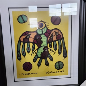Indegenous reproduction art work norval morriseau framed thunderbird wall art limited edition numbered reproduction