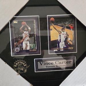 Marco deportivo para coleccionistas de 2 tarjetas de la NBA Toronto Raptors Vince Carter, miembro del Salón de la Fama