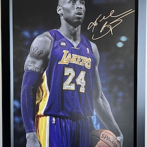 28x40 Los Angeles Lakers Legend Kobe Bryant Spotlight facsimile autograph framed textured print wall art